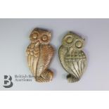 Two Hardstone Carved Owls