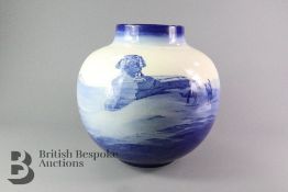 Large Ceramic Blue and White Vase