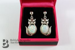 Silver and Opal Stud Earrings