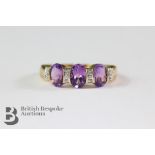 9ct Gold Diamond and Amethyst Ring