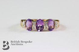 9ct Gold Diamond and Amethyst Ring