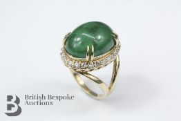 Exquisite 18.2ct Cabochon Emerald and Diamond Ring
