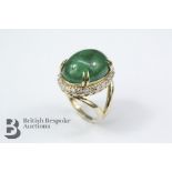 Exquisite 18.2ct Cabochon Emerald and Diamond Ring