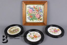 Four Detailed Floral Royal Worcester Porcelain Plaques