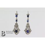 Pair of Blue Sapphire and Diamond Earrings