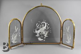 Glass and Brass Fire Screen