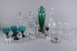 Three Decanters and 19th Century Glasses