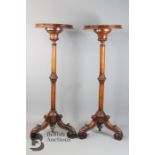 Pair of Walnut Torchere