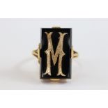 Antique 18ct Yellow Gold and Onyx Ring