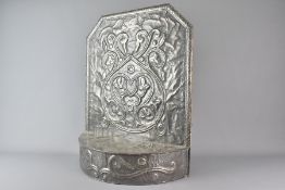 Art Nouveau Pewter Fire Stand and Pewter Glass Bottle Lamp Base