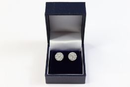 18ct White Gold 1.8 ct Diamond Cluster Earrings