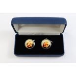 Pair of Silver and Enamel Cufflinks