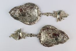 Pair of Continental Silver Serving Spoons