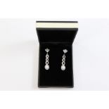 Pair of Silver Opal and Zirconia Drop Earrings
