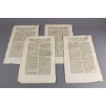 Four Single Sheets of the 17th Century Observator Newspaper