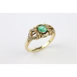 14/15ct Emerald and Diamond Ring