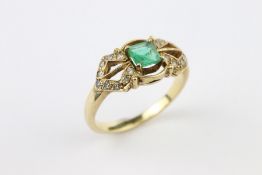 14/15ct Emerald and Diamond Ring