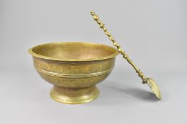 18th Century Brass Serving Ladle and Indonesian Brass Offering Bowl