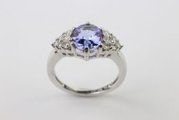 9ct White Gold Tanzanite and Diamond Ring