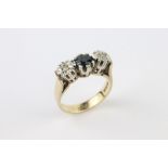 9ct Gold Diamond and Sapphire Ring