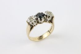 9ct Gold Diamond and Sapphire Ring