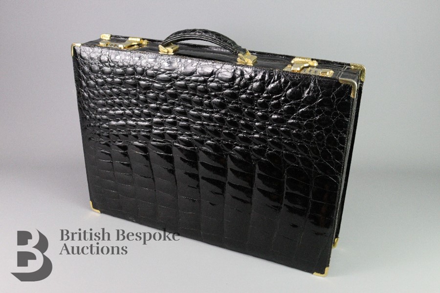 Vintage J. Perez Black Crocodile Skin Briefcase - Image 2 of 7