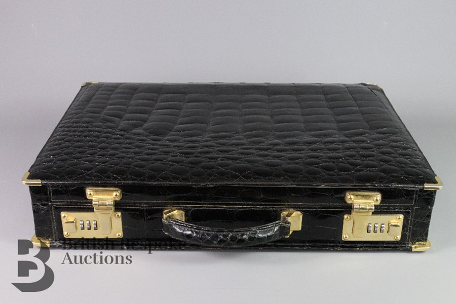 Vintage J. Perez Black Crocodile Skin Briefcase - Image 3 of 7