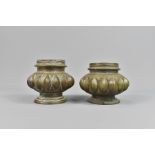 Near Pair of Cast Indo-Persian Bronze Mortar