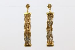 Pair 18ct+ Yellow and White Gold Drop Earrings