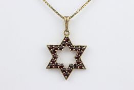 4ct Yellow Gold Garnet Pendant and 14ct Gold Chain