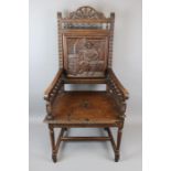 19th Century Carved Stained Oak Hall Chair