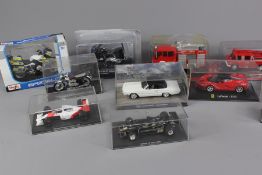 Collection of Boxed Fire Trucks, Mini Series Cars, and 007 Goldfinger Ford Thunderbird