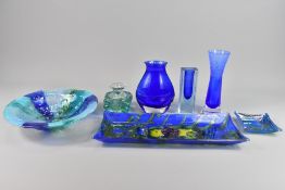 Seven Coloured Glass Items