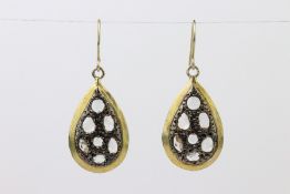 Pair of White-Stone Drop Earrings