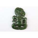 New Zealand Maori Anthropomorphic Jade Hei-Tiki Amulet