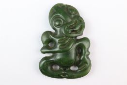 New Zealand Maori Anthropomorphic Jade Hei-Tiki Amulet