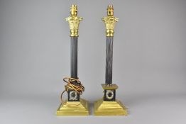 Pair of Bronze and Brass Lamp Stands