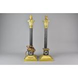 Pair of Bronze and Brass Lamp Stands