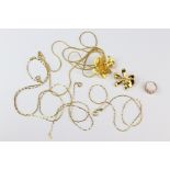 Gold Metal Floral Pendant Necklace