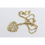 18ct Gold Chain with Heart-Shaped Hanukkah Pendant