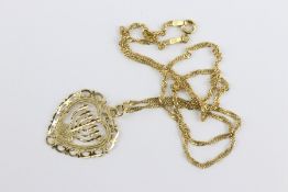 18ct Gold Chain with Heart-Shaped Hanukkah Pendant