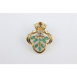 14ct Gold Emerald and Diamond Pendant