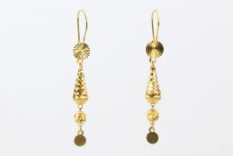 Pair of Yellow Gold (High Carat) Drop Earrings