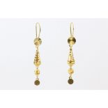 Pair of Yellow Gold (High Carat) Drop Earrings