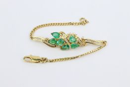 18ct Gold Emerald and Diamond Bracelet