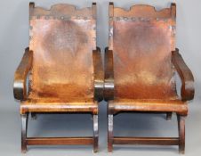 Late 19th/20th Century Pair of American Campeche Chairs