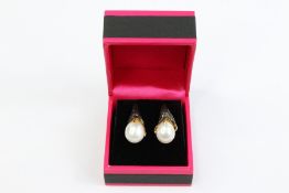 Pair of Silver Gilt Pearl Stud Earrings