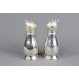 A Pair of Silver Plated Cat Condiments