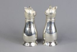 A Pair of Silver Plated Cat Condiments