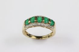 9ct Yellow Gold Diamond and Emerald Ring